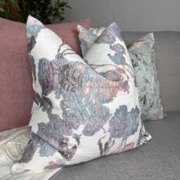 Pink/Blue Embroidered Abstract Cushion Cover - Modern Design For Sofa Or Bed Double Sided Designer John Lewis Fabric - thumbnail 4