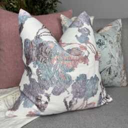 Pink/Blue Embroidered Abstract Cushion Cover - Modern Design For Sofa Or Bed Double Sided Designer John Lewis Fabric