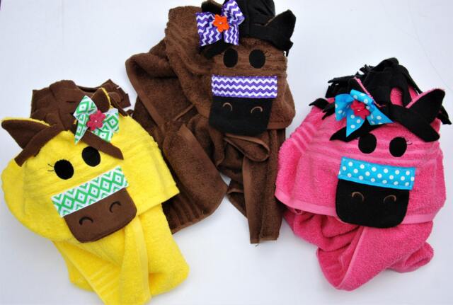 Horse Kids Hooded Towel Personalized /Horse Hood Towel/Pony Towel/Baby Towel/ Swimming Animal Bath - image 1