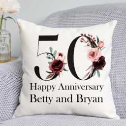 50Th Anniversary Cushion - Golden Gift - thumbnail 1