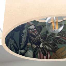 Cream Velvet Wonderland Drum Lampshade, Double Sided Lampshade With Sage Paper On Interior - thumbnail 2