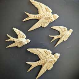 Flying Swallow Wall Decor - Set Of 4 Handmade Bird Art- Jesmonite - thumbnail 3