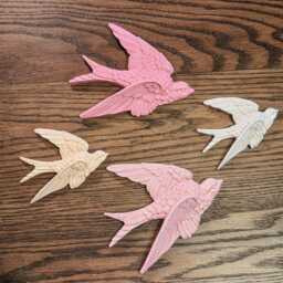 Flying Swallow Wall Decor - Set Of 4 Handmade Bird Art- Jesmonite - thumbnail 2