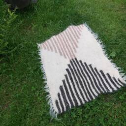 Handmade Wool Pet Rug Natural Beige Woven Mat - thumbnail 3