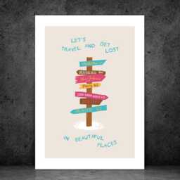 Travel & Get Lost - Wall Print Abstract Art Beach Holiday Sweet Quote Gift Idea Bespoke Poster A5 A4 A3 Framed Or Unframed - thumbnail 3