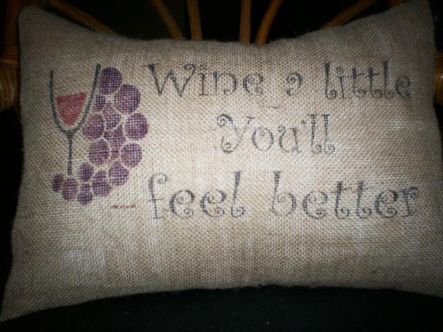 Shabby Chic Amusing Wine A Little Burlap Pillow Cover - image 1