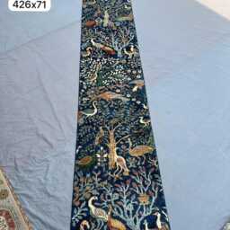 4??15 Ft Afghan Chobi Rug - Tribal Wool Animal Motifs Black Background - thumbnail 2