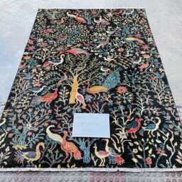 4??15 Ft Afghan Chobi Rug - Tribal Wool Animal Motifs Black Background - thumbnail 4