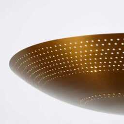 Perforated Brass Ceiling Light, Mid Century Flush Mount Fixture, Entryway Hallway Lamp - thumbnail 3