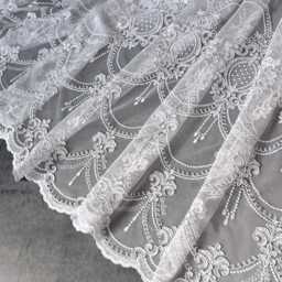 Victorian Embroidered Sheer Curtains White Floral Tulle, Pencil & Pinch Pleat Sheers - thumbnail 4