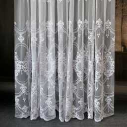Victorian Embroidered Sheer Curtains White Floral Tulle, Pencil & Pinch Pleat Sheers