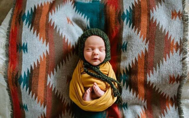 Aztec Baby Blanket - Geometric Wool Blend Stroller - image 1