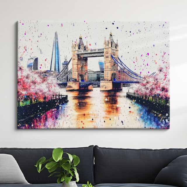 London Tower Bridge Abstract Oil Painting Framed Print & Canvas Large Sizes Wall Art Poster Travel Home Decor Interior Gift - image 1