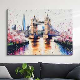 London Tower Bridge Abstract Oil Painting Framed Print & Canvas Large Sizes Wall Art Poster Travel Home Decor Interior Gift - thumbnail 1
