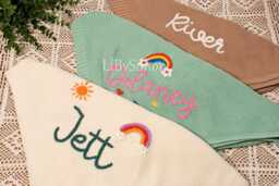 Personalized Baby Blanket Hand Embroidered Organic Cotton Knit - thumbnail 1