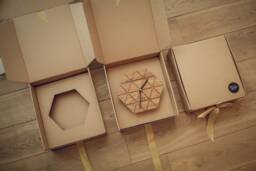 Oak Hexagon Desk Clock, Modern Geometric Design - thumbnail 1