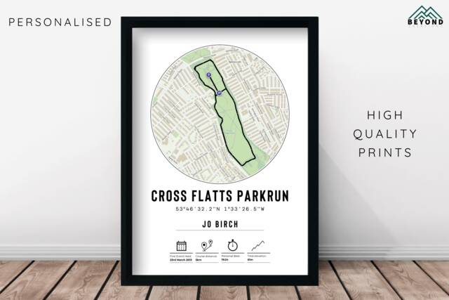 Custom Parkrun Print & Frame Gift For Runner - Finishers Map Park Run Athlete Strava Any Route For Her Him Mum Running Tracked 5K 5Km - image 1