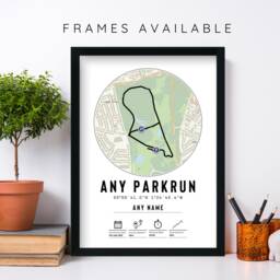 Custom Parkrun Print & Frame Gift For Runner - Finishers Map Park Run Athlete Strava Any Route For Her Him Mum Running Tracked 5K 5Km - thumbnail 2