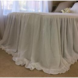Linen Bedspread, Bed Cover, Ruffle Bedding With Mini Hem, Bedding, Shabby Chic Over 41 Colors & Patterns - thumbnail 3