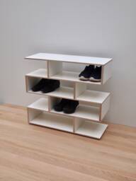 Zigzag White Shoe Rack Modular Birch Plywood Storage - thumbnail 1