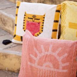 "Handmade Block Print Pillow Cover Cotton Euro Sham, 26""x26" - thumbnail 4