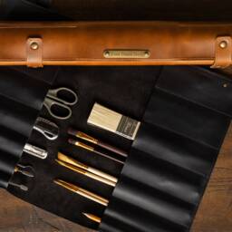 Black Leather Brush Roll Artist Pencil & Tool Organizer - thumbnail 2