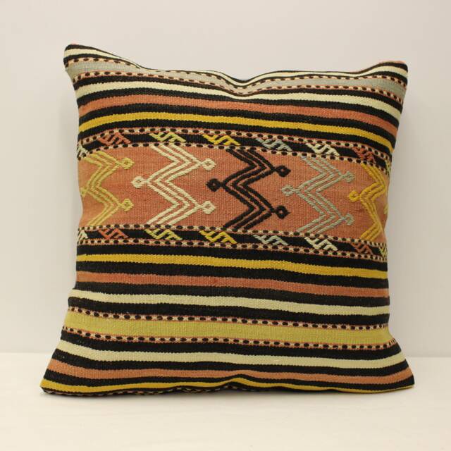 Big Pillow 24x24 in 60x60 cm, Throw Kilim Covers, Bolster Vintage Mudcloth Pillow, 4Af-127 - image 1