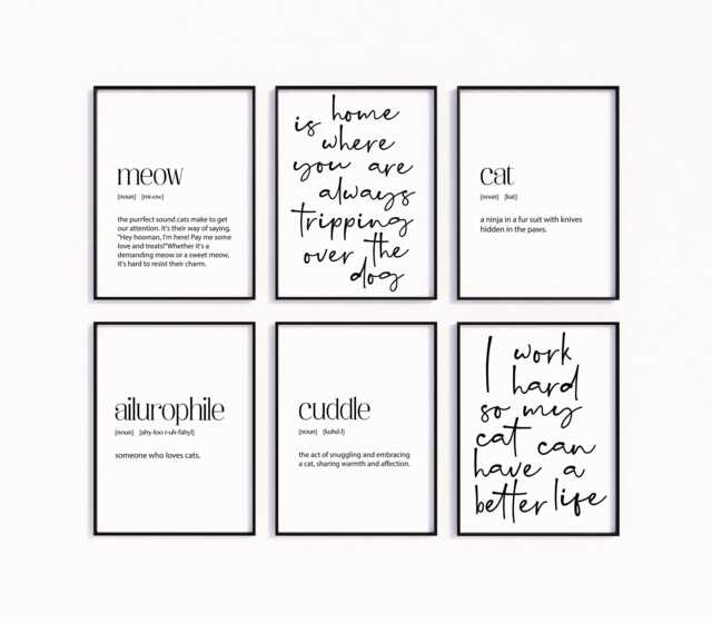 Playful Cat Prints For Cozy Spaces, Set Of 6 Themed Wall Prints, Uplifting & Cheerful Poster The Home, Or Gift A Lover - image 1