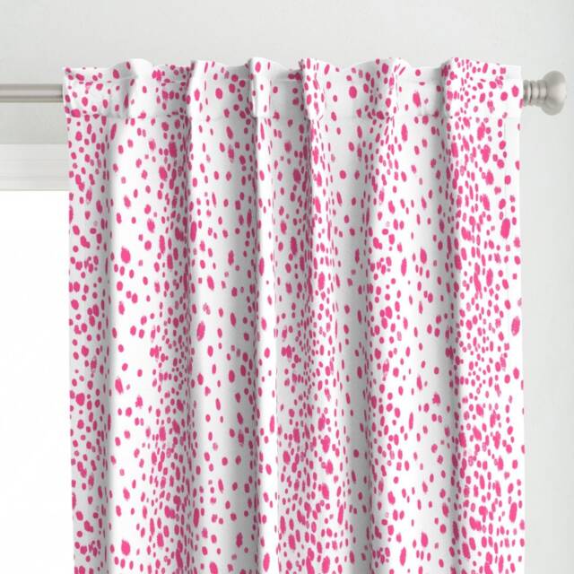 Animal Print Curtain Panel - Abstract Dots Pink Girl Nursery Home Decor Modern Custom Fuschia By Domesticate - image 1