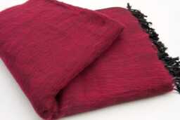 Handwoven Yak Wool Blend Blanket Large Maroon Shawl, Meditation Wrap - thumbnail 1