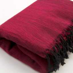Handwoven Yak Wool Blend Blanket Large Maroon Shawl, Meditation Wrap - thumbnail 2