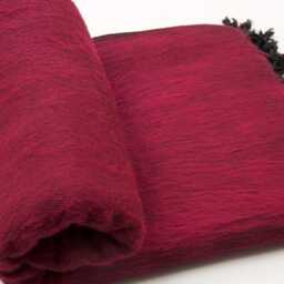 Handwoven Yak Wool Blend Blanket Large Maroon Shawl, Meditation Wrap - thumbnail 4