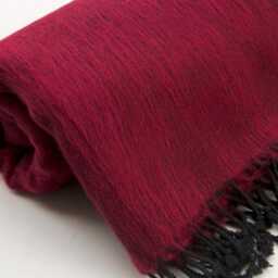 Handwoven Yak Wool Blend Blanket Large Maroon Shawl, Meditation Wrap - thumbnail 3