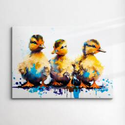 Beautiful Ducklings Abstract Oil Animal Duck Painting Splatter Style Wall Art Framed Canvas Poster Print, Home/Office Room Decor Gifts - thumbnail 3