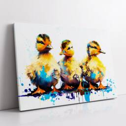 Beautiful Ducklings Abstract Oil Animal Duck Painting Splatter Style Wall Art Framed Canvas Poster Print, Home/Office Room Decor Gifts - thumbnail 2