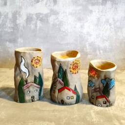 Ceramic Vase, Gift For Mom, Handmade Pottery, Mother's Day Gift, Dish, Hostess Dried Flowers Pencils Holder, New Home - thumbnail 3