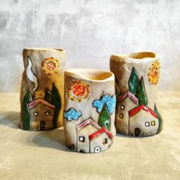 Ceramic Vase, Gift For Mom, Handmade Pottery, Mother's Day Gift, Dish, Hostess Dried Flowers Pencils Holder, New Home - thumbnail 1
