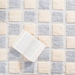 The Indoor Store - Hand Woven Wool Area Rug, Grey & Off-White, Geometric Dhurrie - thumbnail 1