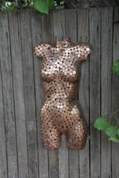 Copper Coin, Female Torso, Metal Sculpture Ornament, Wall Art, Polished Made To Order - thumbnail 1