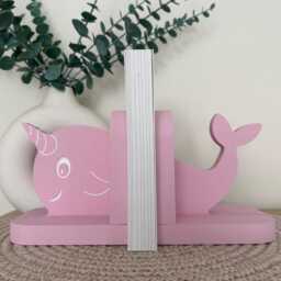 Wooden Whale/Narwhal Bookends. Nursery Or Children's Bedroom Decor - thumbnail 3