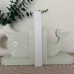 Wooden Whale/Narwhal Bookends. Nursery Or Children's Bedroom Decor - thumbnail 2