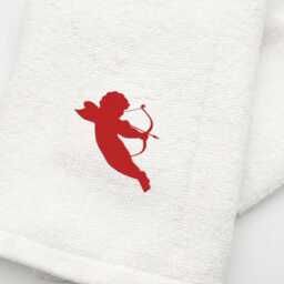 Embroidered Cupid Hand Towel - Valentine's Guest Romantic Bathroom Decor Luxury Cotton Gift - thumbnail 3
