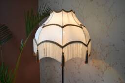 Ivory Scallop Lampshade Victorian Style With Gold Trim & Tassels