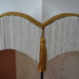 Ivory Scallop Lampshade Victorian Style With Gold Trim & Tassels - thumbnail 2