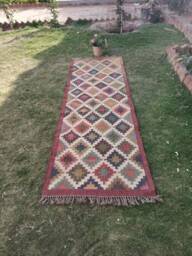 Jute Kilim Exclusive Runner Rug, Bed Side Runner, Long Rug Carpet, 2x10 Ft Feet, Beautiful Rug, Bohemian Braided Pastel Eco - thumbnail 1