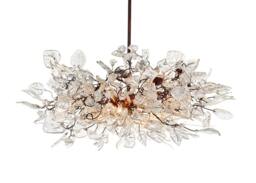 Large Hanging Lights With Natural Clear Flowers & Leaves For Dining Room Table, Bedroom Or Living Room. Chandelier Lighting