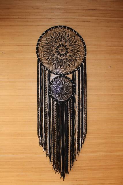 Large Blue Crochet Dreamcatcher, Boho Bedroom Wall Decor - 70 Inches - image 1