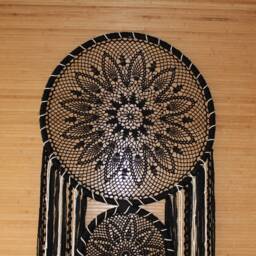 Large Blue Crochet Dreamcatcher, Boho Bedroom Wall Decor - 70 Inches - thumbnail 3
