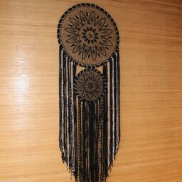 Large Blue Crochet Dreamcatcher, Boho Bedroom Wall Decor - 70 Inches - thumbnail 2