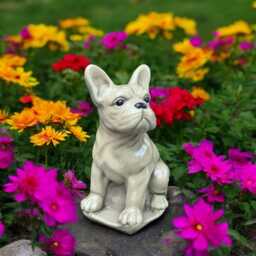 Concrete French Bulldog Statue Stone Frenchie Figurine Cement Dog Sculpture Outdoor Yard Ornament Pet Memorial Decor Dog Lover Gift - thumbnail 2